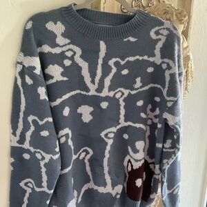 Blue Bear Pattern Sweater